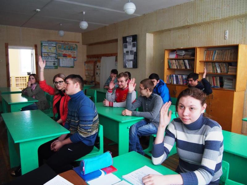 На занятиях.
